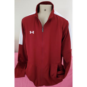 Under Armour Men Maroon Rival Knit Jacket Sz.XL/46" Full Zip Polyester Loose Fit